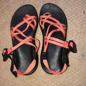Orange and Yellow Striped Chacos